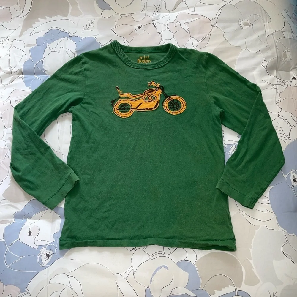 Boys Mini Boden 100% Cotton Motorcycle Long Sleeve T-Shirt